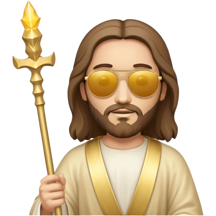happy Jesus with golden stick sunglases emoji