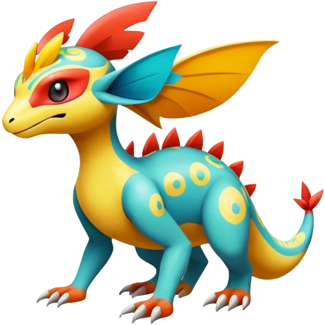 cool exotic fantasy-creature-Fakémon-Pokémon, full body, with random markings  emoji