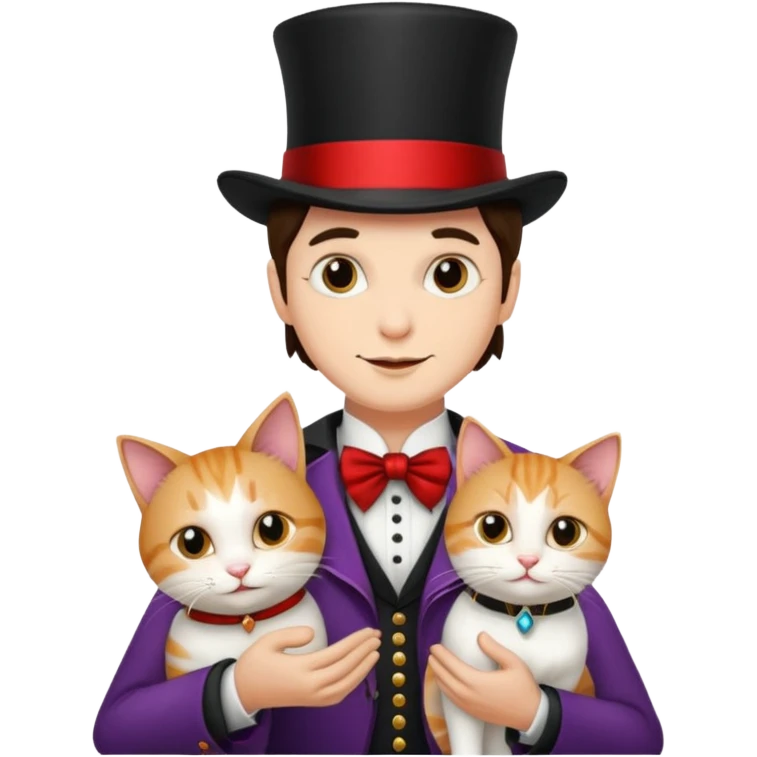 magician couple and their pet cat emoji