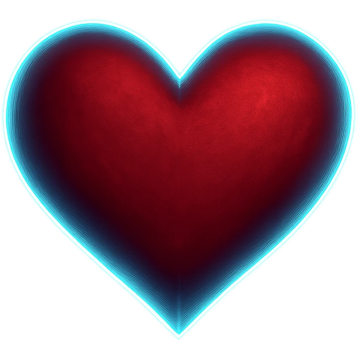 heart with a glowing turquoise outline, digital illustration emoji