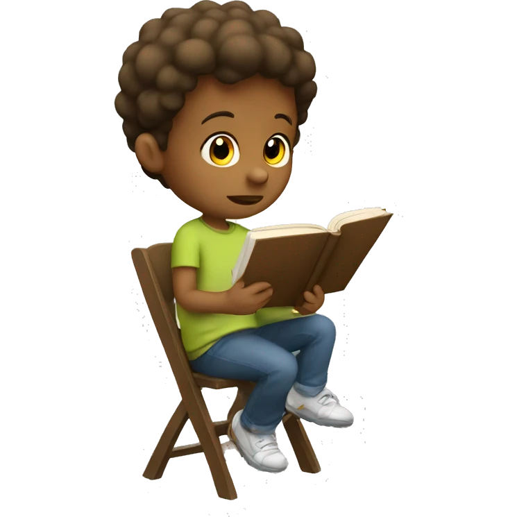 A child studying emoji