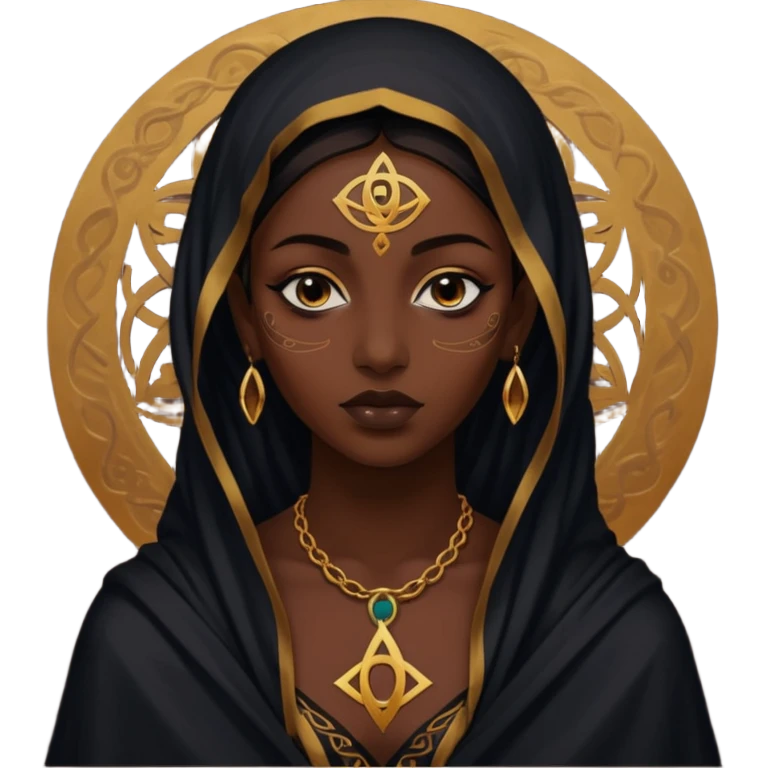 Dark oil traced over woman’s skin forming occult symbols, sensual devotion emoji