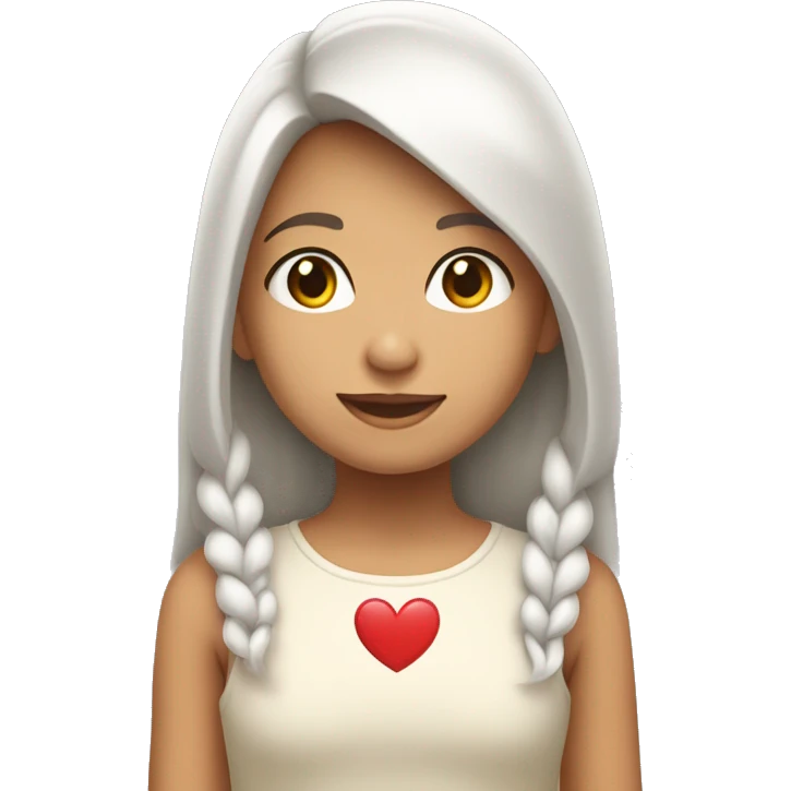 una niña con pelo largo moreno claro con un corazón blanco emoji
