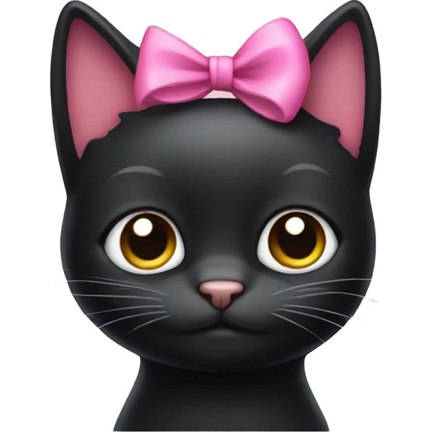 Black cat with a pink Bow emoji