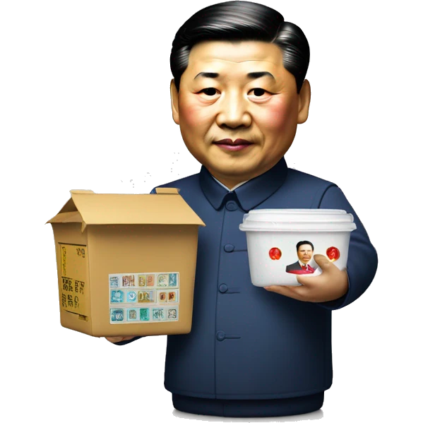 Xi Jinping holds a trade container in his hands emoji