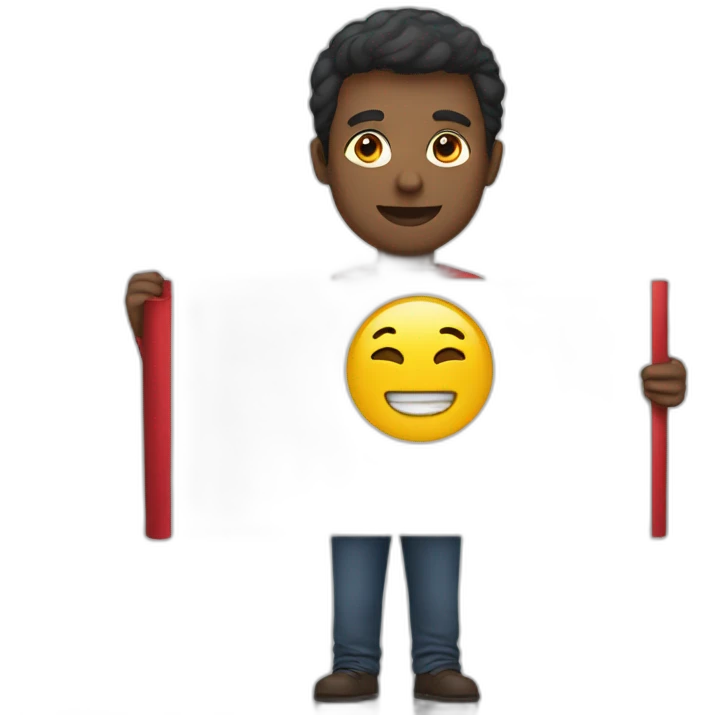 man holding banner emoji
