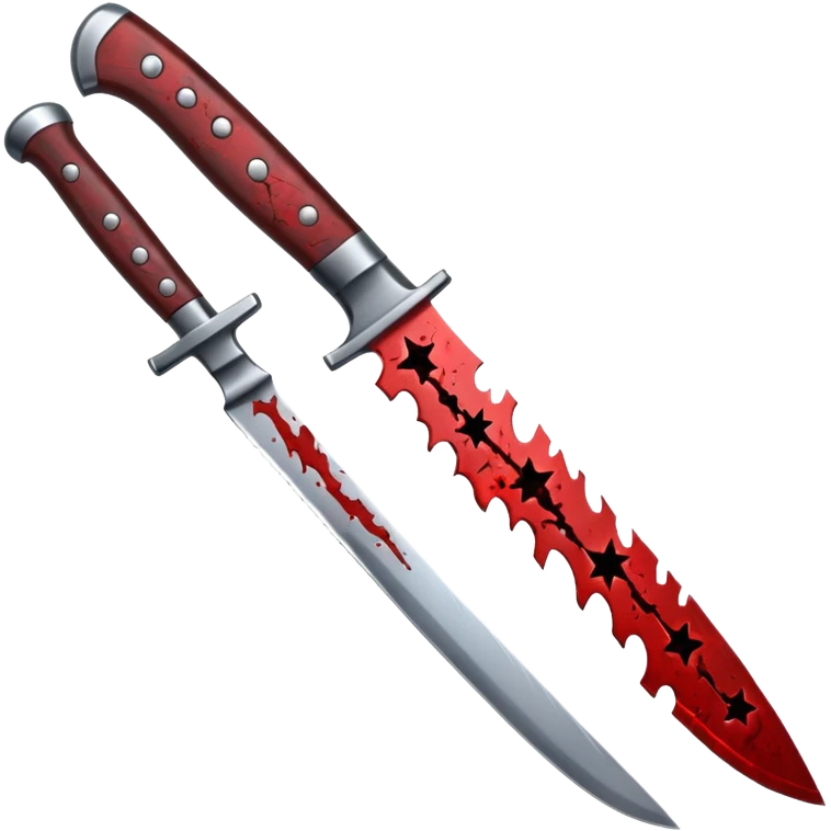 the knife is covered in blood and has stars on it emoji