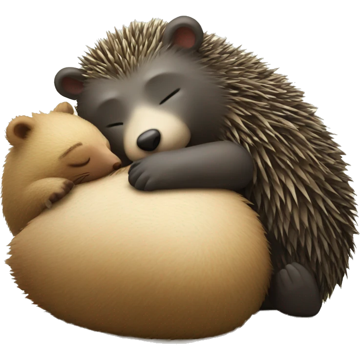 Sleeping bear and hedgehog emoji