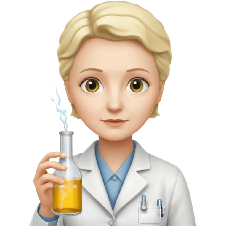 Marie Curie hold experimental bottle emoji