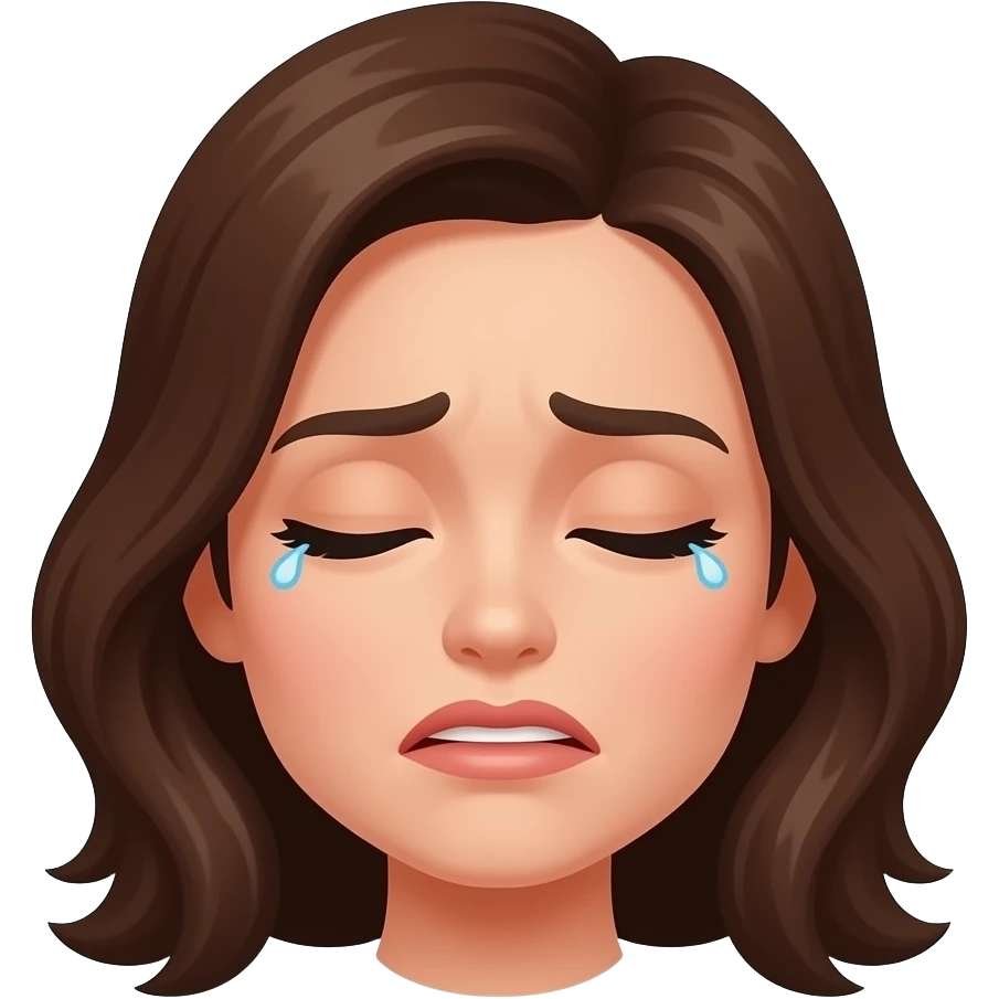 women's face brunette closed eyes looks in pain emoji