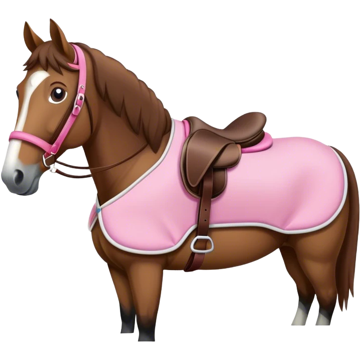 A horse wearing a pink saddle pad  emoji