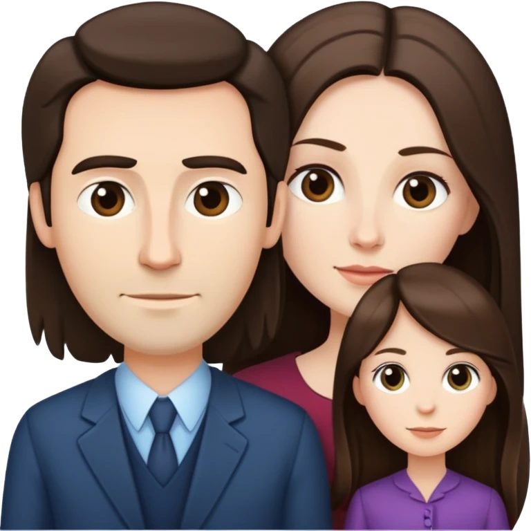 Short brunette wife with long hair next to tall husband emoji