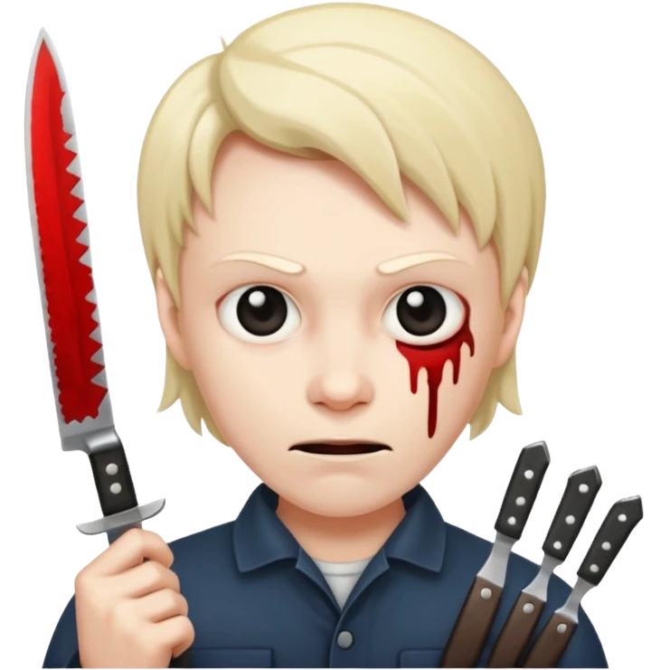 a evil face with a knife in their hand and te emoji tu be just the head and the hand with the knife emoji