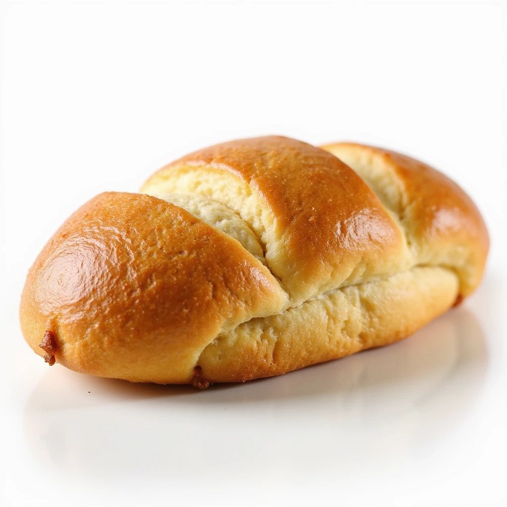 A Brioche Pasquier pain au lait, golden and fluffy, with a soft texture and a slightly shiny top, in a realistic and appetizing style. emoji