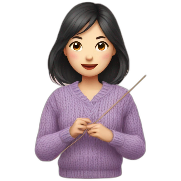 a asian girl knitting sweater emoji