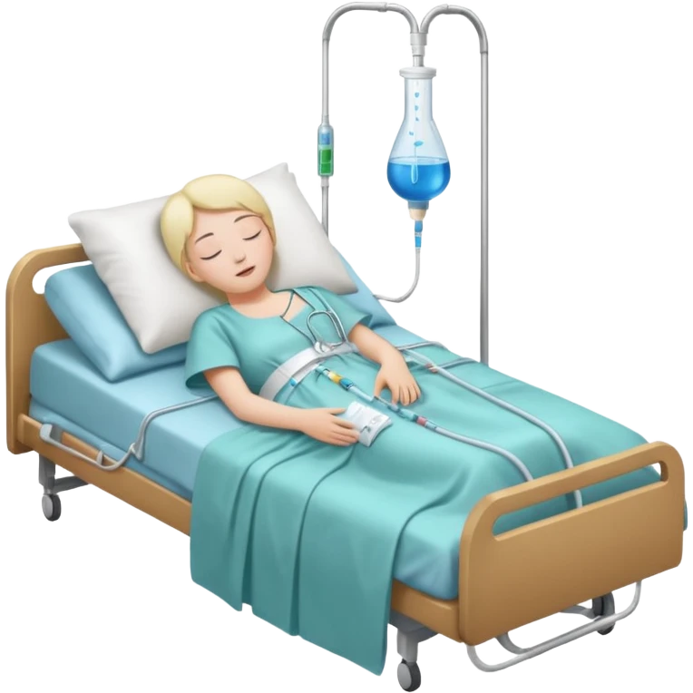 🛌 sleeping in bed emoji with a hospital IV drip behind the bed emoji