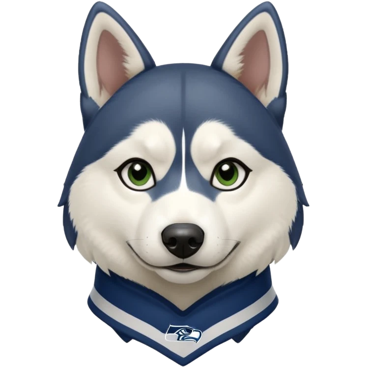 Black white husky with floppy ears Seattle Seahawks gear emoji