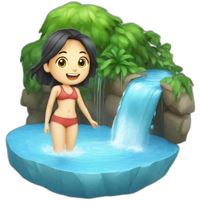 Cascade d'eau avec une petite fille emoji