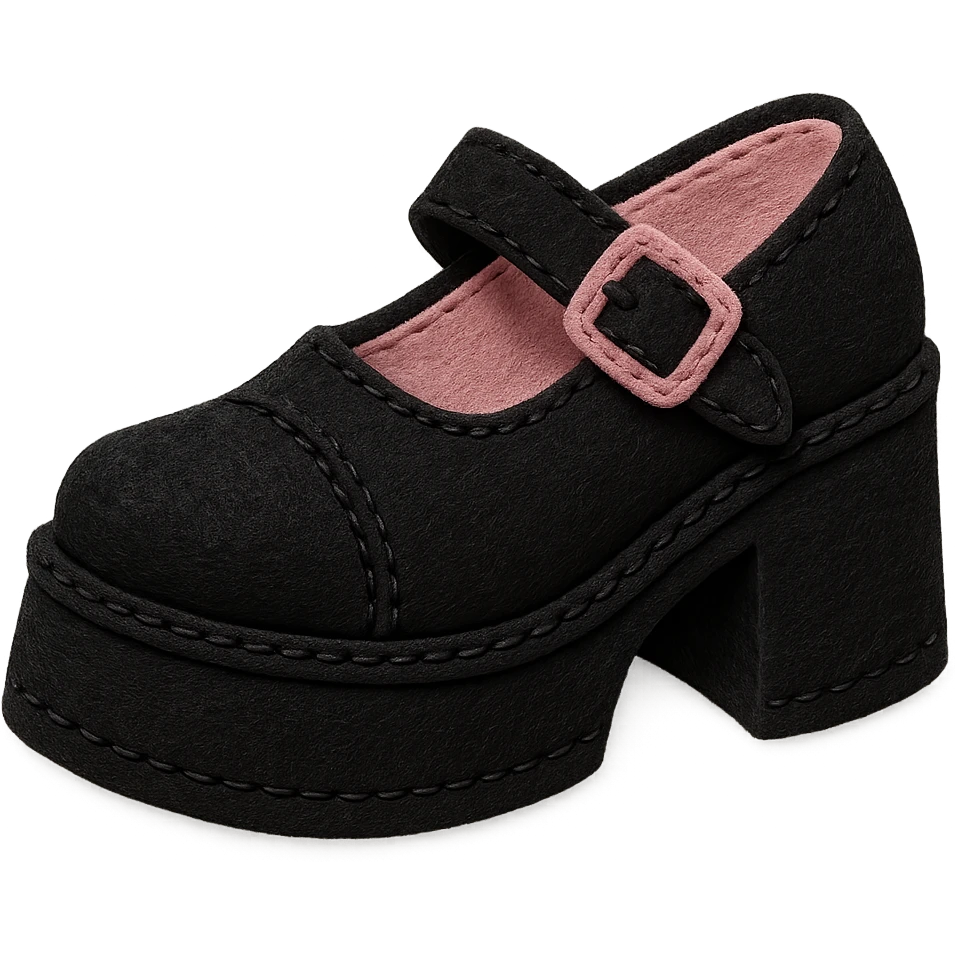 BLACKPINK-inspired gothic shoes, no hearts, soft and stylish, black and pink emoji