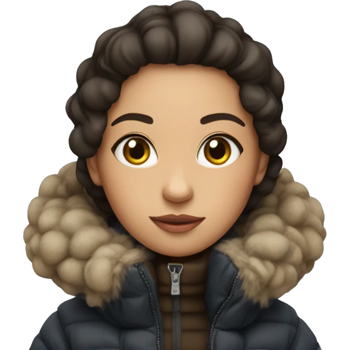 cute brunette in an oversized puffer coat emoji