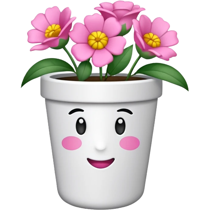 vaso branco com laço rosa sem flores emoji