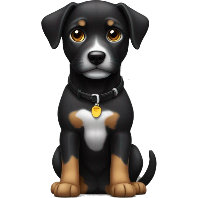 Perro negro con lazo negro emoji