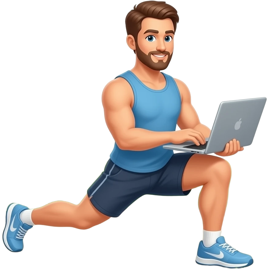 Laptop plus outside equals workout emoji