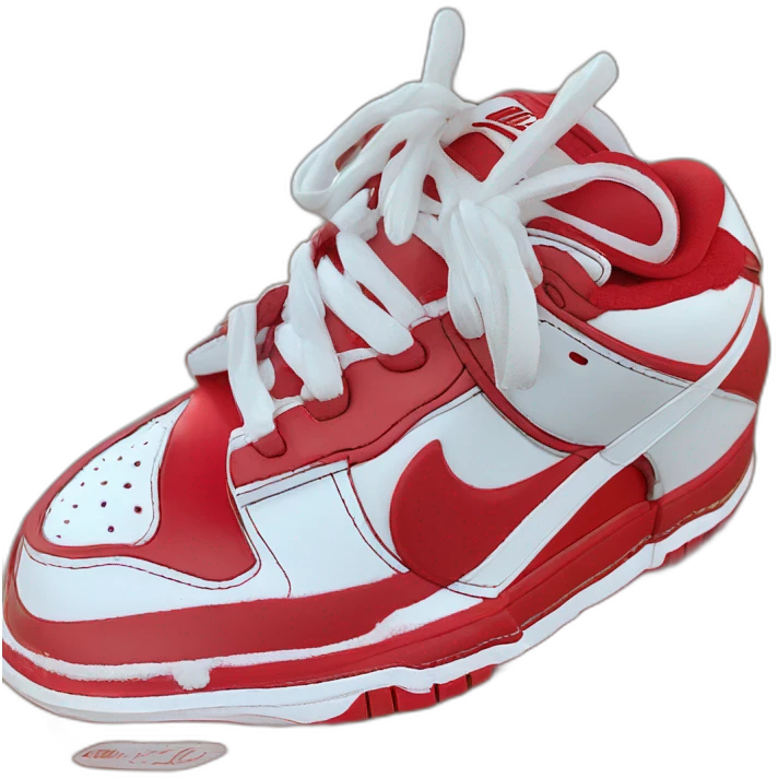 Robot puts on sneakers nike dunk low red emoji