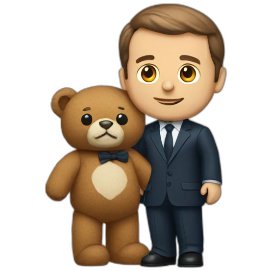 macron with a teddy bear emoji