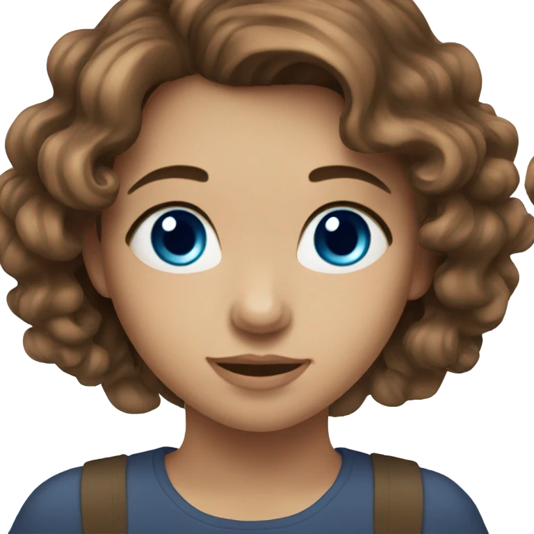 White girl, brown wavy hair and blue eyes emoji
