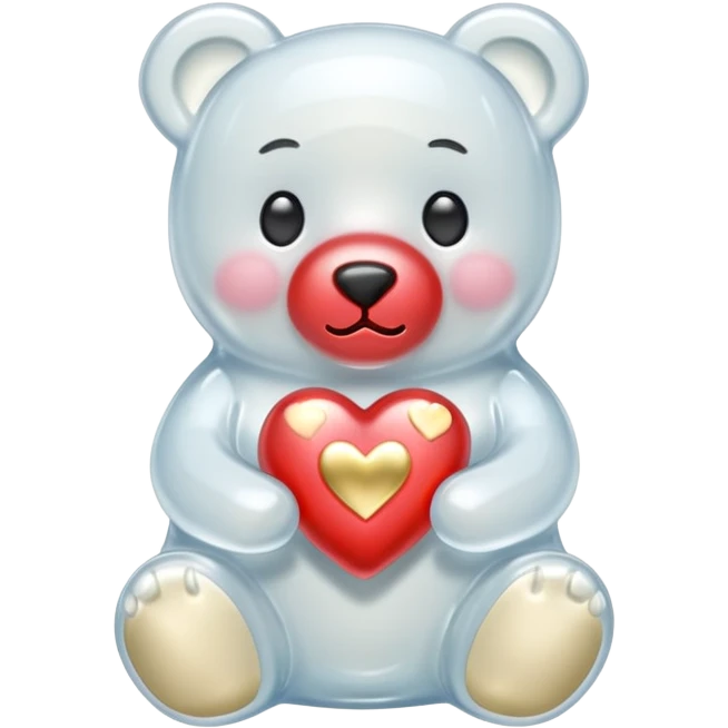white gummy bear with gold heart emoji