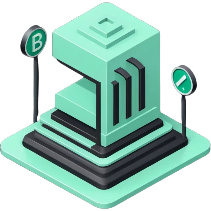 Domanilité Publique (Public Domain), 3D technical icon with black and mint green (#B5F4D3), land classification system with public property designation codes and access regulations emoji