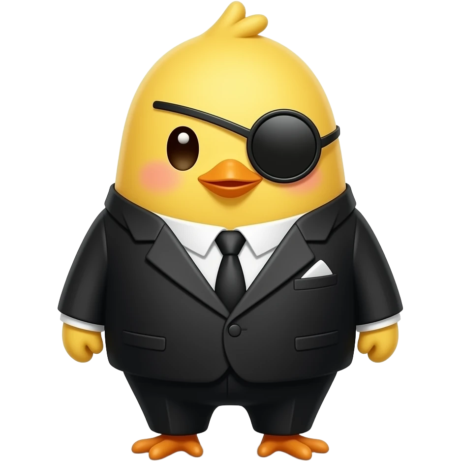 Chick animal kid yellow  villain monocle suit black emoji