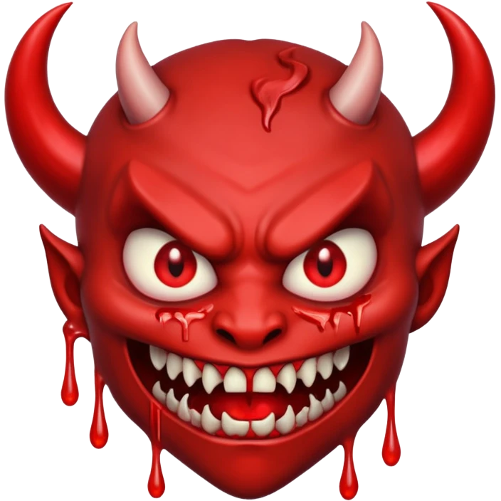 A evil looking devel dripping blood with fangs   emoji