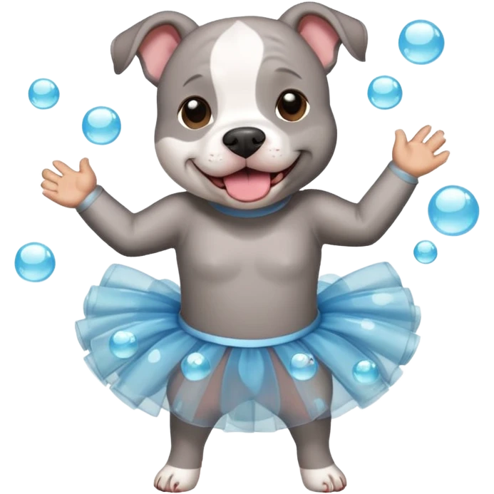 Grey Pibble in a tutu , surrounded by clear bubbles  emoji