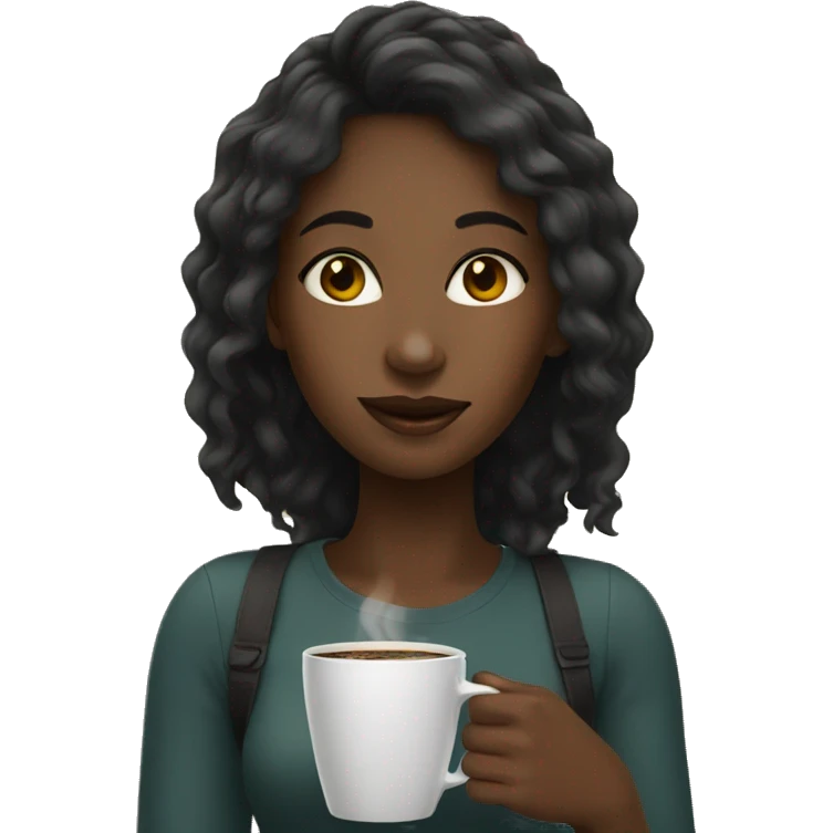 A black girl drinking coffee  emoji