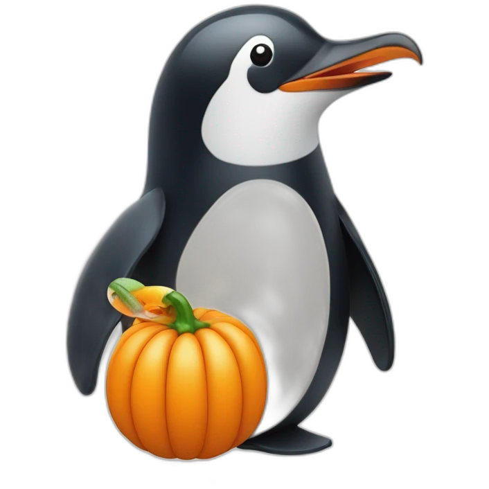Pingouin avec une citrouille avec un œuf avec un poisson avec un œuf emoji