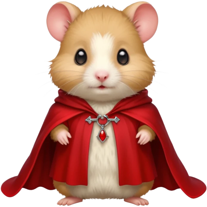 { "type": "object", "look": "hamster in red collar cloak", "description": "a vampire hamster wearing a red collar cloak, no hand" } emoji