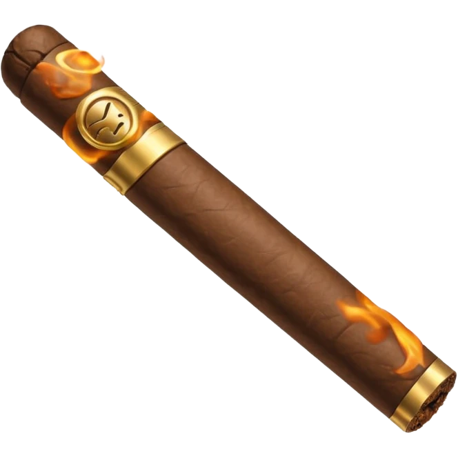 Emoji-style cigar icon, dark brown wrapper, subtle smoke, minimalistic, clean silhouette, metal details, no gold details emoji