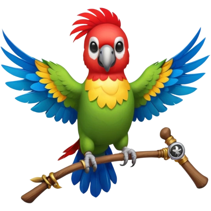 Flying pirat parrot with a frontal view emoji