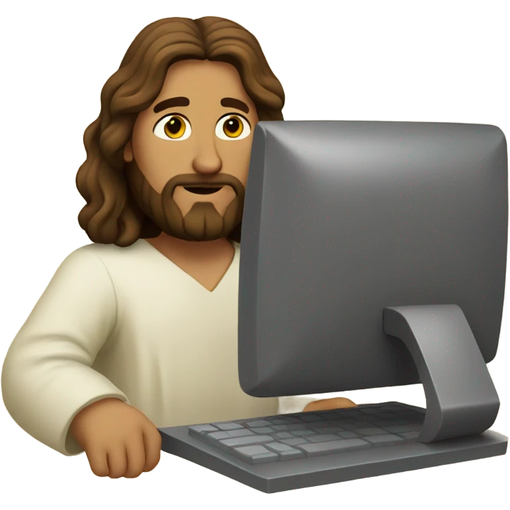Jesus using the computer emoji