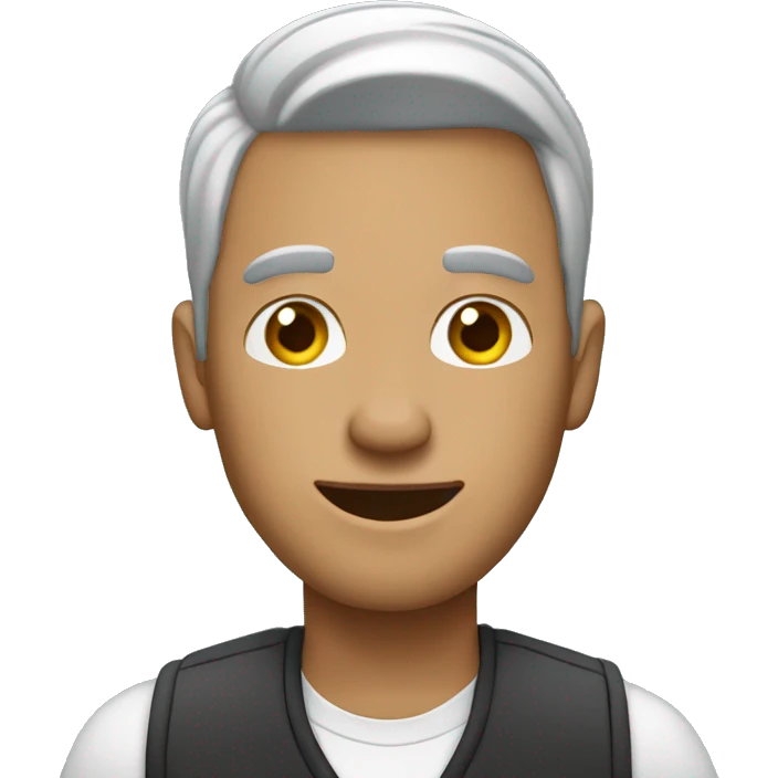 man happ whie using mobile emoji