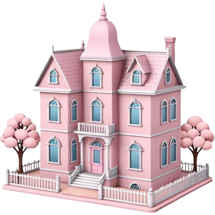 baby pink dollhouse mansion with miniature furniture  emoji
