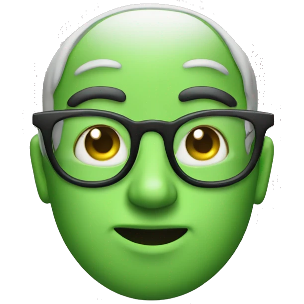 Green iris side eye emoji with glasses, transparent background emoji