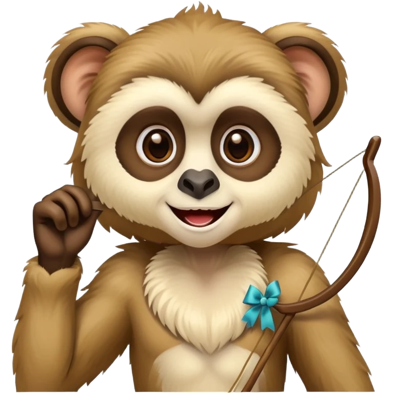 lar gibbon with a bow on her head emoji