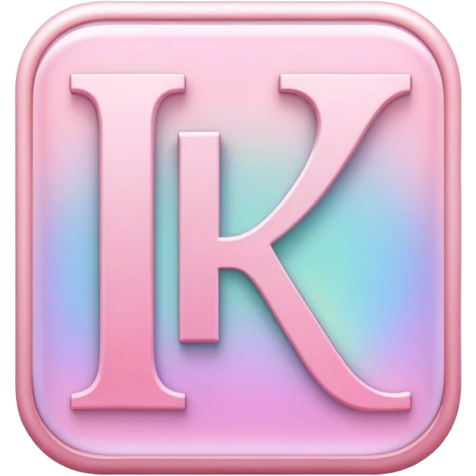Iridescent pastel pink romantic formal elegant sophisticated cultured neat pretty beautiful nifty app icon with letter emoji