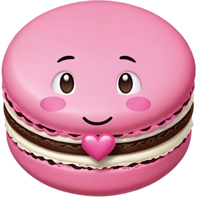 A macaroon blowing a kiss emoji