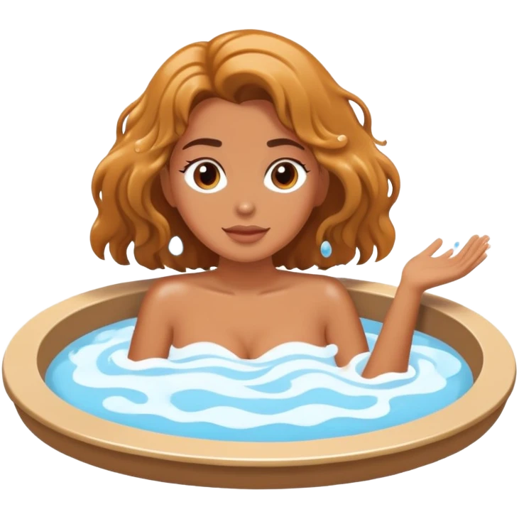 Woman relaxing in jacuzzi bubbling water zoomed out view emoji