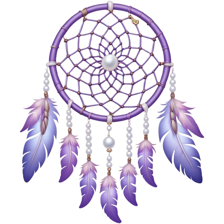 Iridescent Pastel Violet lavender dreamcatcher, white bead pearls  emoji
