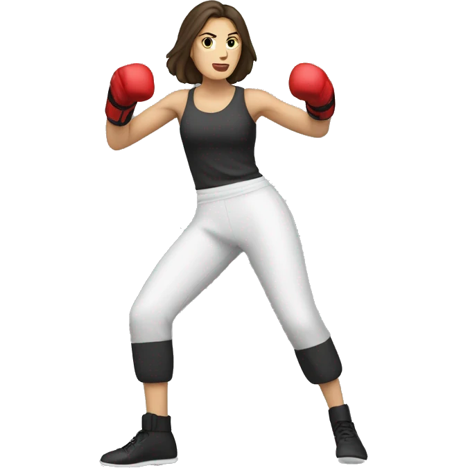 Brunette white Woman kickboxing full body emoji